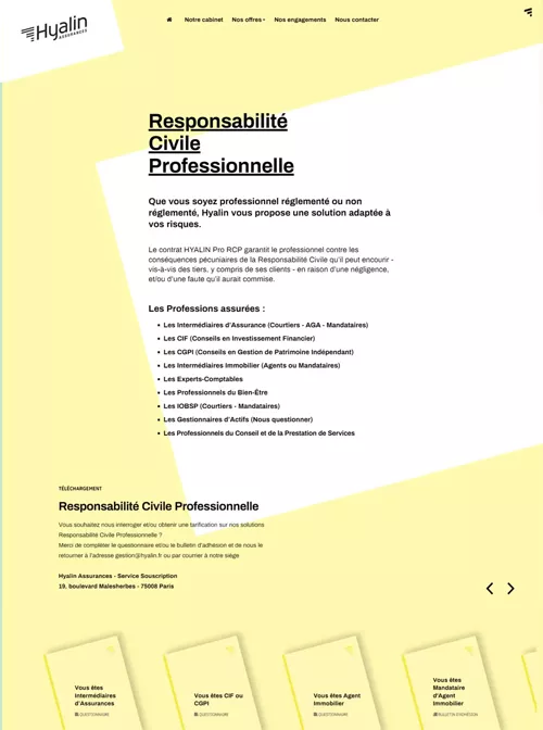 Hyalin - page Responsabilité Civile Professionnelle